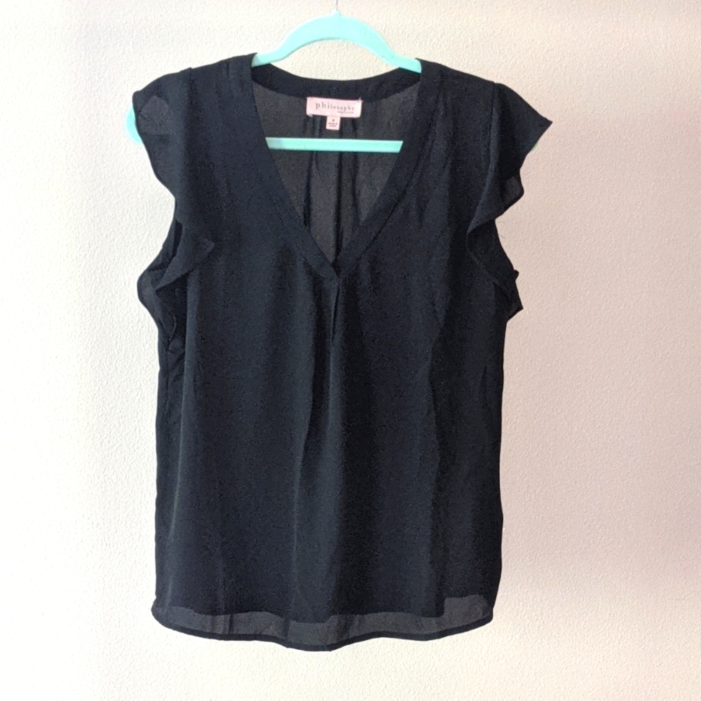 Small, Sleeveless Philosophy Blouse, Black